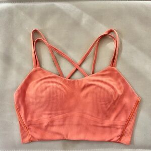 Lululemon Like a Cloud Long Line Bra B/C Ribbed 6 in Coral